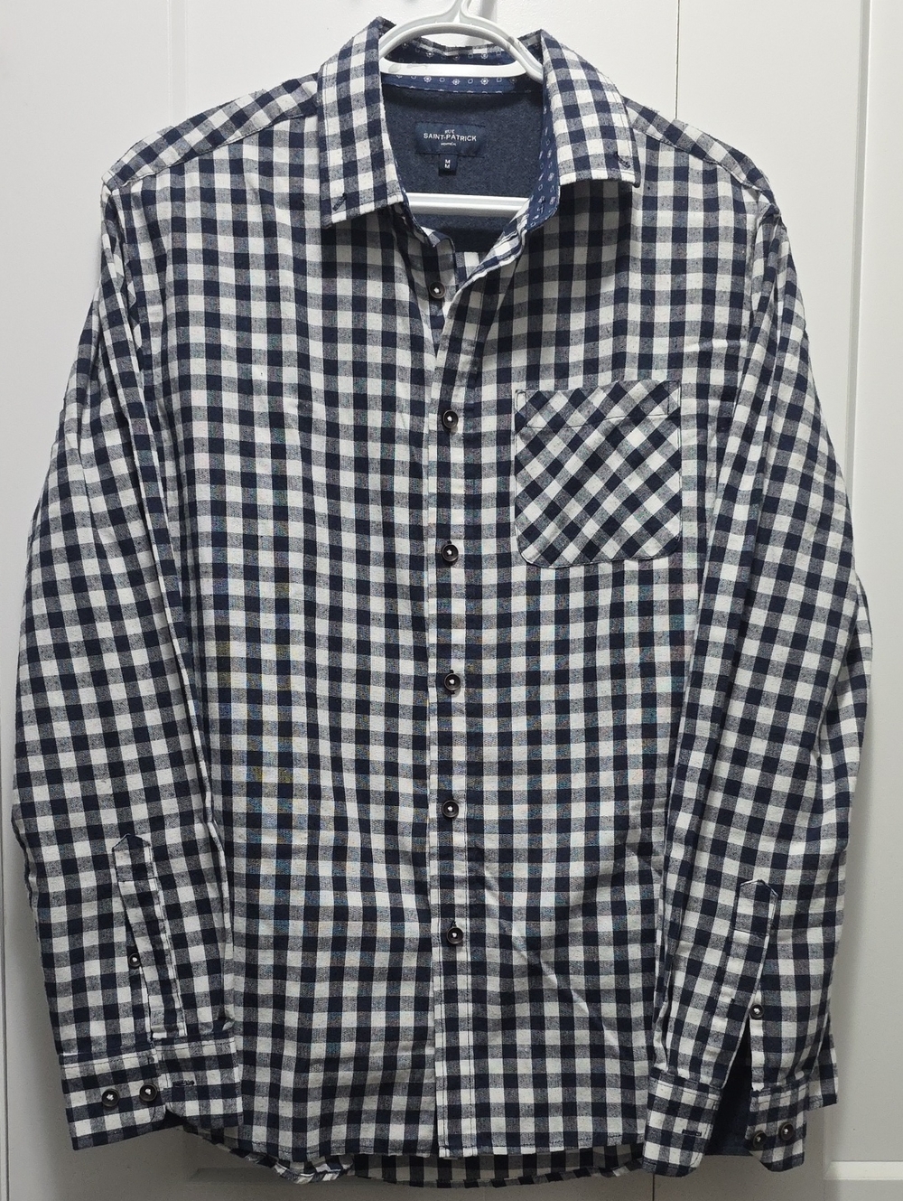 Rue Saint-Patrick Navy & White Checked Casual Button-Down Shirt